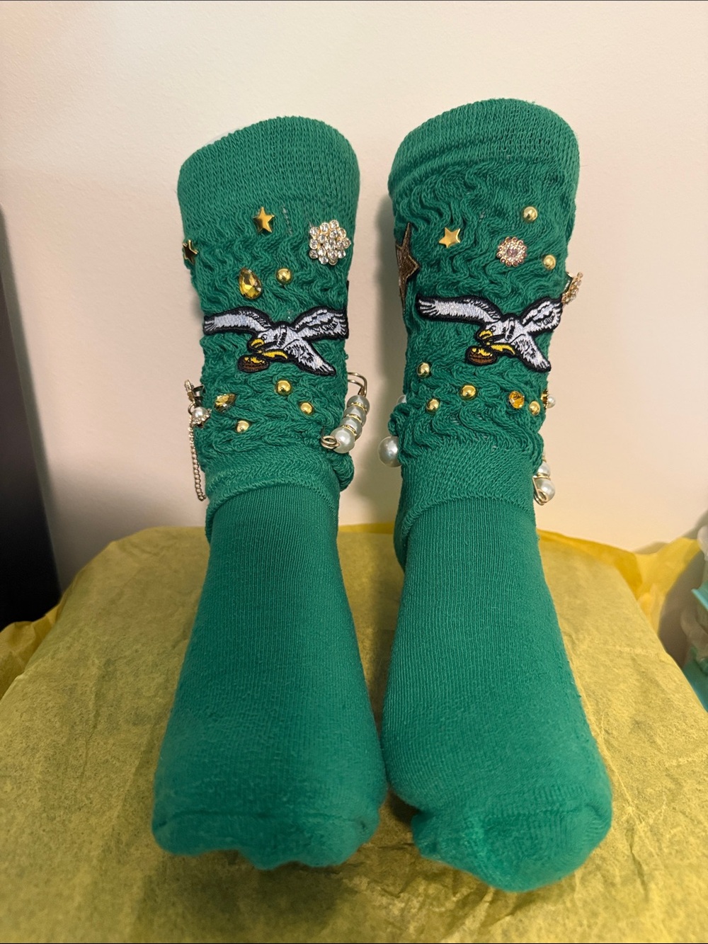 Green Bling Scrunch Socks